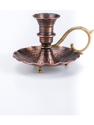 Dmt Copper Home 2'li Set Gaziantep Bakır Şamdan Set Şamdan-Mumluk Set El Işlemesi Dövmesi Yük:9,5 cm KALINLIK:0,80MM