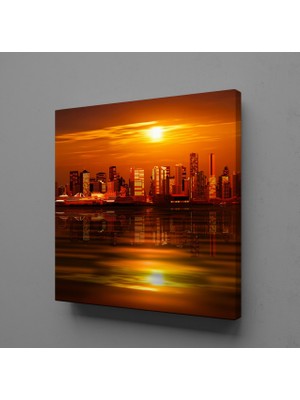 Technopa GÜN DOĞUŞU VE BATIŞI GÜNEŞİN DENİZE YANSIMASI KANVAS TABLO - 40x40cm
