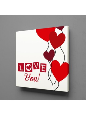 Technopa Kırmızı Bordo Kalpler Kanvas Tablo 40X40CM