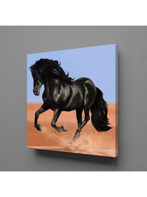 Technopa SİYAH AT KANVAS TABLO - 50x50cm