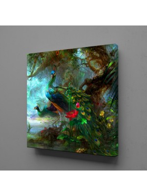 Technopa YAĞLI BOYA TAVUSKUŞU KANVAS TABLO - 90x90cm