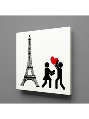 Technopa EYFEL KULESİ VE SEVGİLİLER KANVAS TABLO - 40x40cm