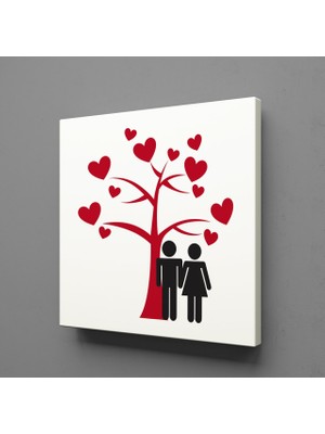 Technopa KALPLİ AĞACIN YANINDA SEVGİLİLER KANVAS TABLO - 40x40cm