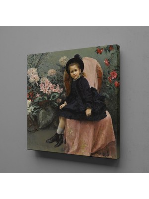 Technopa Siyah Şapkalı Fransız Kız Kanvas Tablo 40X40CM