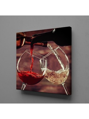 Technopa KIRMIZI BEYAZ ŞARAP KANVAS TABLO - 100x100cm