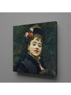 Technopa Siyah Elbiseli Fransız Kadın Kanvas Tablo 25X25CM