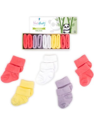 Novibaby 5'li Bambu Yenidoğan Bebek Çorap I Colourful I Kız Erkek Bebek Çorabı