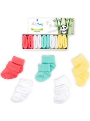 Novibaby 5'li Bambu Yenidoğan Bebek Çorap I Star I Kız Erkek Bebek Çorabı