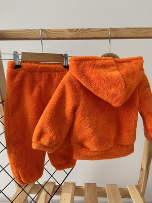 Minizade Kışlık Peluş Welsoft Cepli Kapüşonlu Bebek Takımı