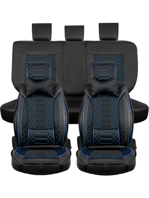 Kepmorpho 
honda Legend Lüx Deri Oto Koltuk Kılıfı Ön Arka Takım (Royal) Siyah Mavi