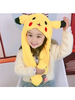 Piraye Gift Pokemon Pikachu Hareketli ve Işıklı Peluş Şapka