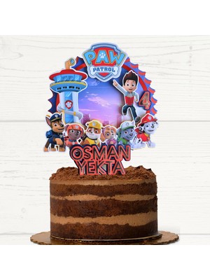 Cake Topper 3D Pasta Süsü - Paw Patrol Karakterleri Temalı - Erkek Çocuk Doğum Günü Pasta Parti Süsü - Cake Topper (19X18CM)