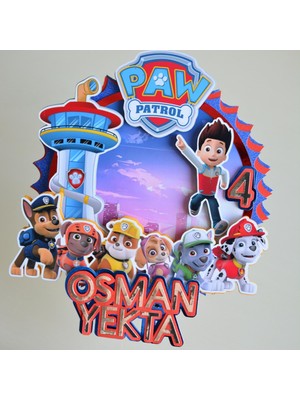 Cake Topper 3D Pasta Süsü - Paw Patrol Karakterleri Temalı - Erkek Çocuk Doğum Günü Pasta Parti Süsü - Cake Topper (19X18CM)