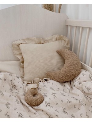 Bohemoon Teddy Moon Kahve Renkli Yastık 27 cm Elyaf Dolgulu Bebek Odası Dekorasyonu