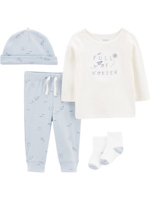 Carter's Erkek Bebek 4'lü Alt Üst Set Mavi
