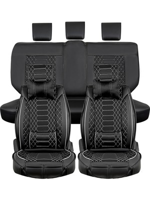 Fresh Start Bmw X6 Uyumlu Lüx Deri Oto Koltuk Kılıfı Ön Arka Takım Royal Serisi Siyah Beyaz