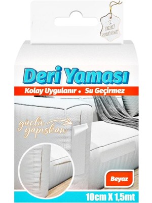 Geseus Deri Yaması Kendinden Güçlü Yapışkanlı Kolay Uygulanır Su Geçirmez 10 cm x 1,5 Metre-Beyaz