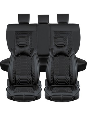 Fresh Start volkswagen Golf 6 Uyumlu Lüx Deri Oto Koltuk Kılıfı Ön Arka Takım Royal Serisi Siyah
