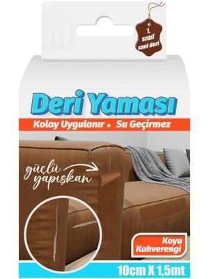 Geseus Deri Yaması Kendinden Yapışkanlı Kolay Uygulanır Su Geçirmez 10 cm x 1,5 Metre-Koyu Kahve