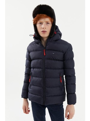 River Club  Erkek Çocuk Su ve Rüzgar Geçirmez Polarlı Kapüşonlu Mont RMK-004