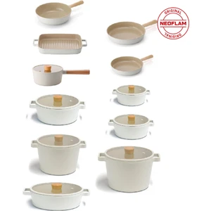 Fika Alüminyum Döküm Cam Kapaklı 18 Parça Tencere & Tava Seti