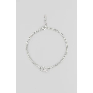 So CHIC Iki Kalp 18 Ayar Beyaz Altın Kaplama Gümüş Zincir Bileklik