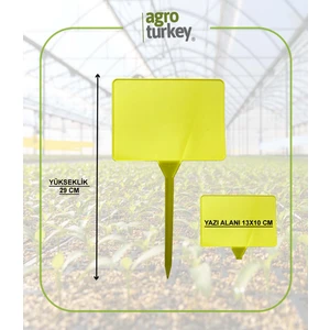 Agro Turkey | Bitki Etiketi - Fidan Etiketi - Fide Tanıma Etiketi - Sarı - 10 Adet - 13x10x29 Cm