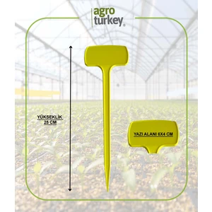 Agro Turkey | Bitki Etiketi - Fidan Etiketi - Fide Tanıma Etiketi - Sarı - 10 Adet - 6x4x25 Cm