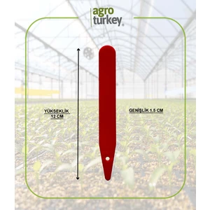 Agro Turkey | Bitki Etiketi - Fidan Etiketi - Fide Tanıma Etiketi - 100 Adet - Kırmızı - 1.5 X 12.5 Cm