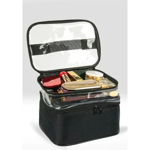 Makyaj Çantası Seyahat Bakım Çantası Jüt Şeffaf Bölmeli - 2 Bölmeli Fonksiyonlu Kozmetik Organizer