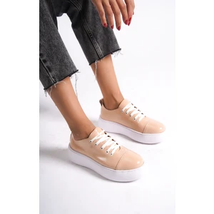 MB6304-PR Kadın Kalın Taban Pudra Rugan Sneaker & Spor Ayakkabı