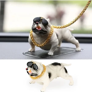 STS Oto Aksesuar Pitbull Torpido Üstü Simülasyon Süs Köpek Beyaz Renk 1 Adet