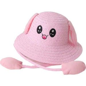 Like Life Hareket Eden Tavşan Kulakları Çocuk Hasır Şapka Sevimli Güneş Şapkası (Yurt Dışından)