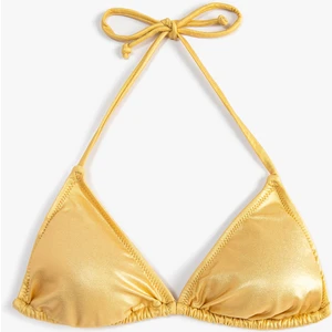 Simli Metalik Bikini Üstü Boyundan Bağlamalı