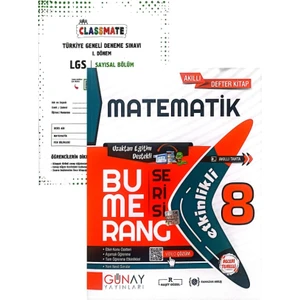 Günay Yayınları 8.Sınıf Bumerang Matematik Defter&kitap-Yeni Baskı-(Muba Yayınları Denemeli)