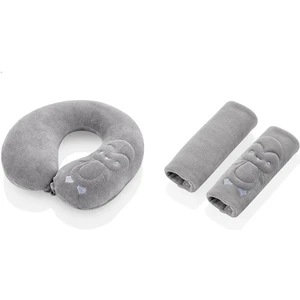 Bebek Boyun Koruyucu Emniyet Kemeri + Yastık Oto Güvenlik Seti Gri