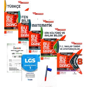 Günay Yayınları 8.Sınıf Bumerang 5'li Defter&kitap Set-Yeni Baskı-(Muba+Aydın Yayınları Deneme+Faber Kalem+Silgi)