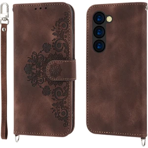 Hongshou-Samsung Galaxy Z Fold5 Için Çiçekler Kabartmalı Deri Kılıf (Yurt Dışından)