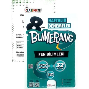 Günay Yayınları 8.Sınıf Bumerang Fen Bilimleri Deneme-Yeni Baskı-(Muba Yayınları Denemeli)