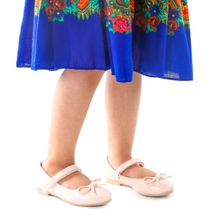 Kiko Kids Fiyonklu Cırtlı Kız Çocuk Babet Ayakkabı 201 Rugan