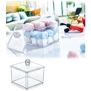 Şeffaf Kare Pamukluk ve Kulak Çubuğu Kutusu