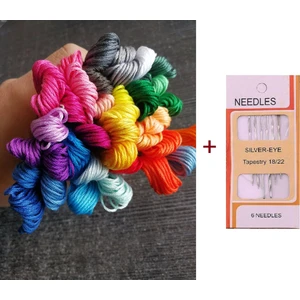 Almila Hobi Almila 50 Farklı Renk Etamin Kanaviçe Bileklik Brezilya Nakış Ipi + 6 Etamin Iğnesi