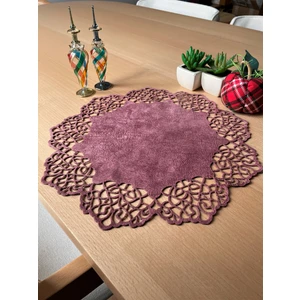 Ergüven Home Pembe Süet Kumaş Yuvarlak Amerikan Servis Takımı Supla 6'Lı 35 x 35 cm