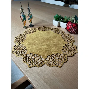 Ergüven Home Hardal Sarısı Süet Kumaş Yuvarlak Amerikan Servis Takımı Supla 6'Lı 35 x 35 cm