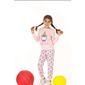 Unicorn Desenli Pembe Kız Pijama Takımı