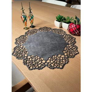Ergüven Home Koyu Gri Süet Kumaş Yuvarlak Amerikan Servis Takımı Supla 6'Lı 35 x 35 cm