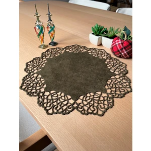 Ergüven Home Yeşil (Yağ Yeşili) Süet Kumaş Yuvarlak Amerikan Servis Supla Takımı 6'Lı 35 x 35 cm