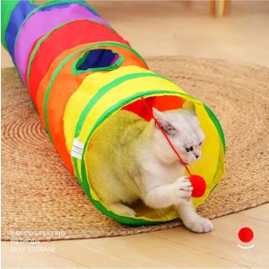 Düz Kedi Tüneli Katlanır Gökkuşağı Uzun Düz Kedi Köpek Oyun Tüneli Evcil Hayvan Oyun Tüneli