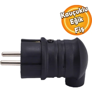 Sağlam Monofaze Kauçuk Dış Mekan Dayanıklı Kablo Bahçe Korunaklı Erkek Eğik Fiş Siyah