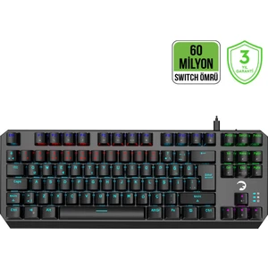 Overlord 60M Mekanik Siyah Switch Türkçe Q 88 Tuş USB Gaming Klavye - 3 Yıl Garantili
